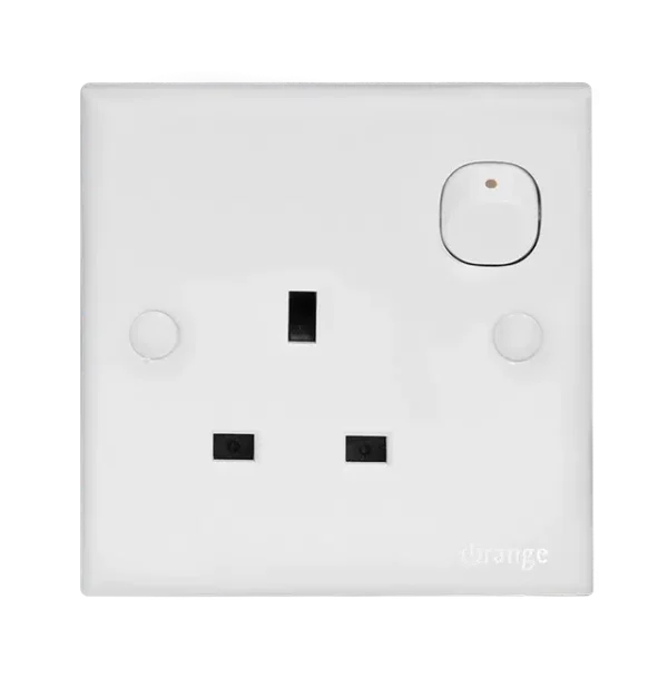 13A_Socket_Outlet Orange CASABLANCA 13Amp. Single Switched Socket Outlet White