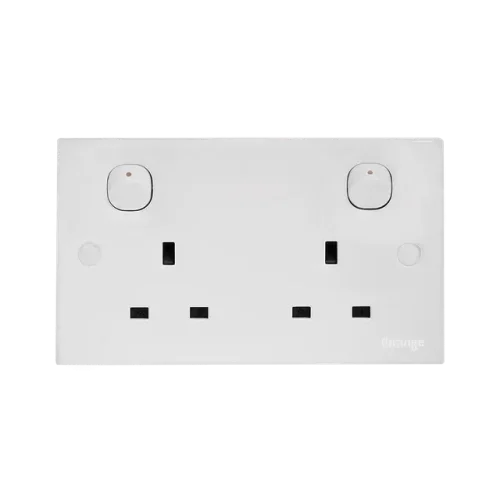 13A_Twin_Socket_Outlet Orange CASABLANCA 13Amp. Twin Switched Socket Outlet White