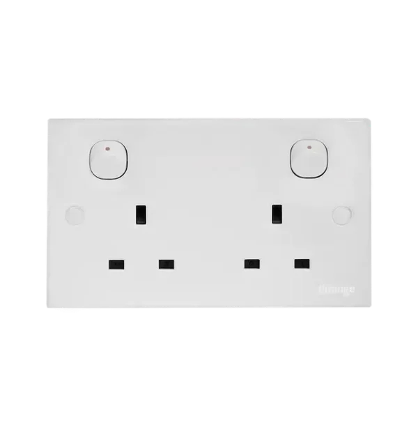 13A_Twin_Socket_Outlet Orange CASABLANCA 13Amp. Twin Switched Socket Outlet White