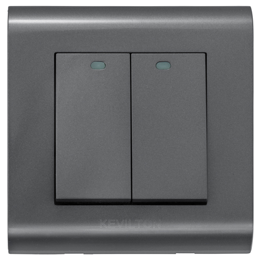 Kevilton Modular Series | Black | 2Gang 1Way Switch