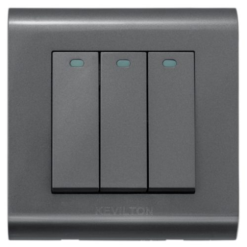 3_gang Kevilton Modular Series | Black | 3Gang 1Way Switch