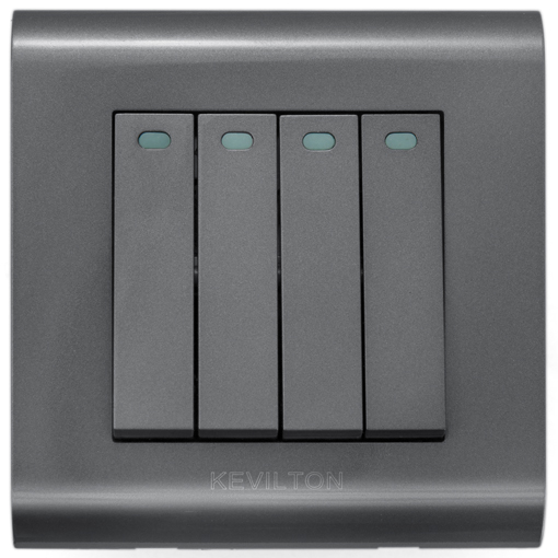 Kevilton Modular Series | Black | 4Gang 1Way Switch